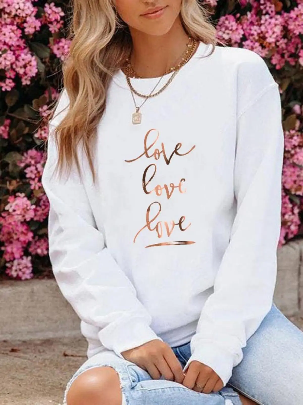 Printcess Autumn And Winter New Women's Fashion Casual Round Neck Sweatshirt Y2K LOVE Print Trendy Street Cute Loose Pullover