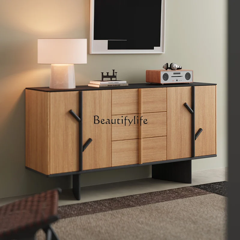 

Nordic medieval style wall dining side cabinet retro living room storage storage cabinet