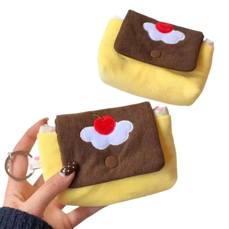 Multifunktionale kleine Tasche für Mädchen, niedliche Kirschpudding-Plüsch-Münzbörse, Mini-Cartoon-Handtasche für Karten, Kopfhörer und mehr. – Detail 18