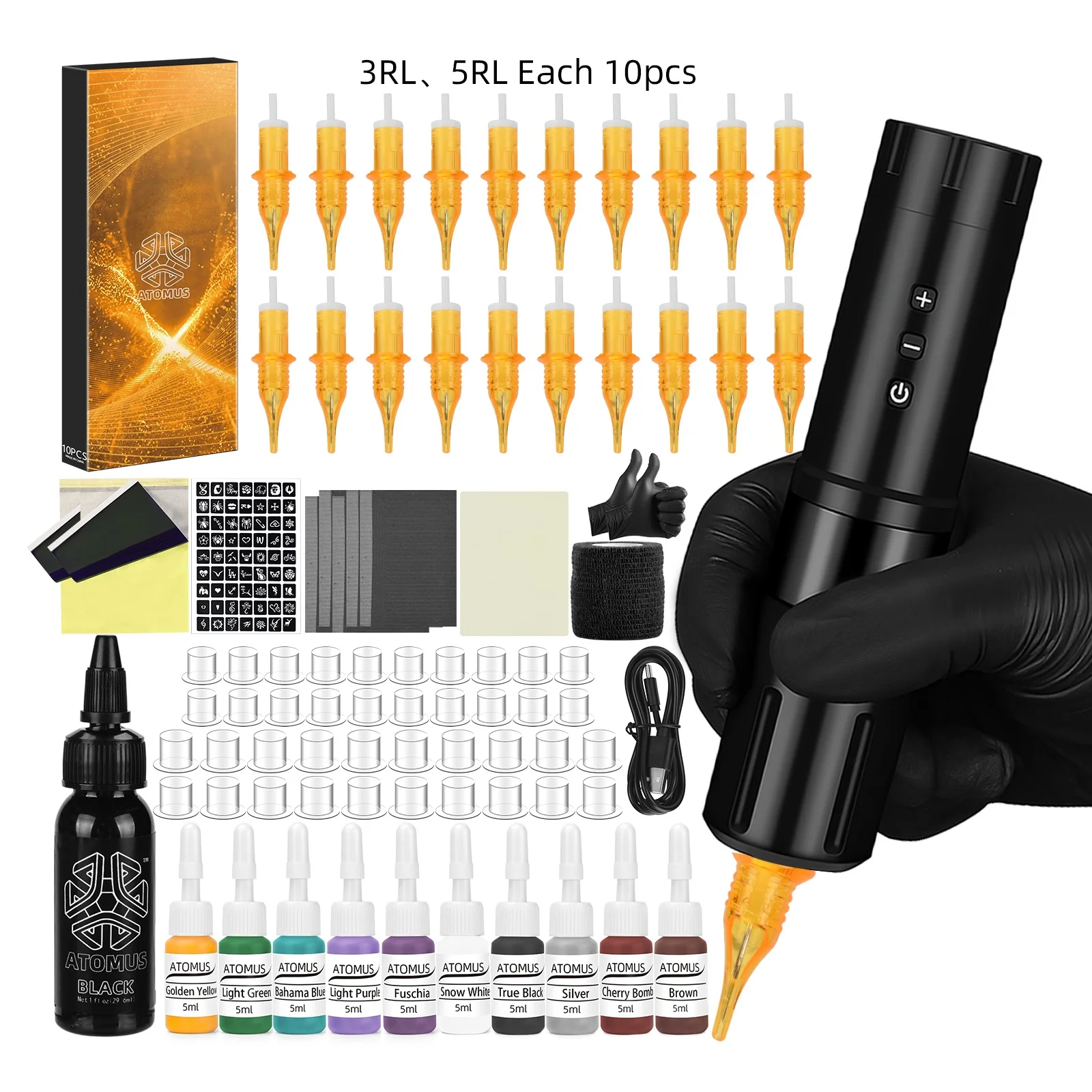 

Tattoo Machine Pen Wireless Rotary Tattoo Ink Set Battery Power Supply LED Digital Display Tattoo Cartridge Needles Equipment