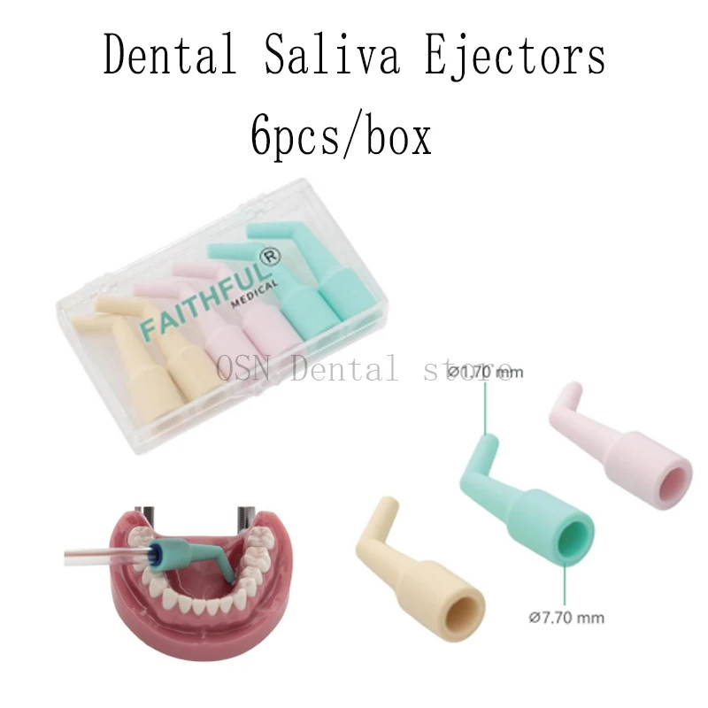 6pcs/box Dental Saliva Ejector Adapter Autoclavable Disposable Dental Suction Tip Dentistry Conversion Head Straw Dentist Tools