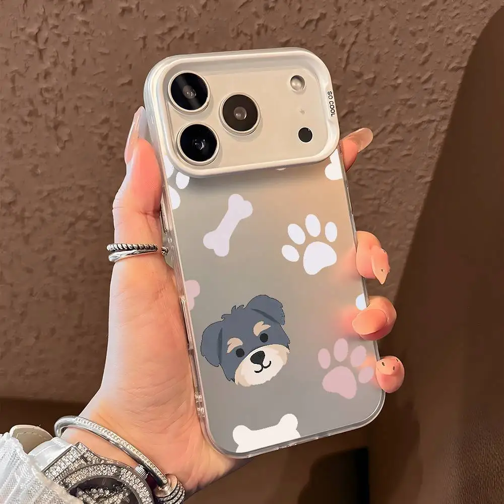 귀여운 강아지 발자국 아이폰 17 16 15 14 13 12 11 프로 맥스 에어 멀티컬러 무광 레이저 메탈릭 오로라 폰 케이스