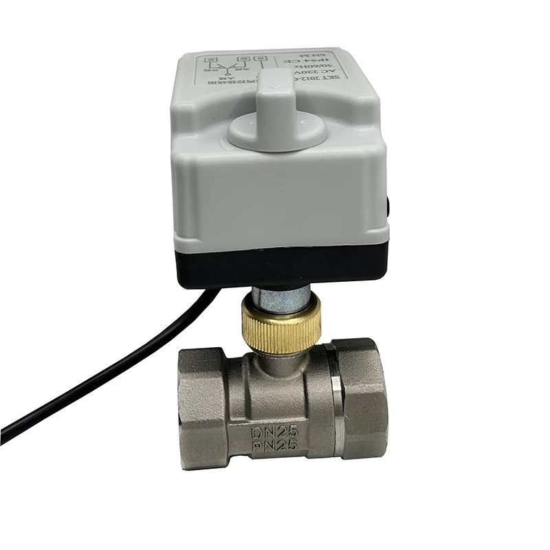Dn15 dn20 dn25 dn40 motorisierter Kugel hahn aus Edelstahl mit manuellem Schalter 220V 12V 3-Draht 2-Punkt-Steuerung elektrische Kugel hähne – Detail 5