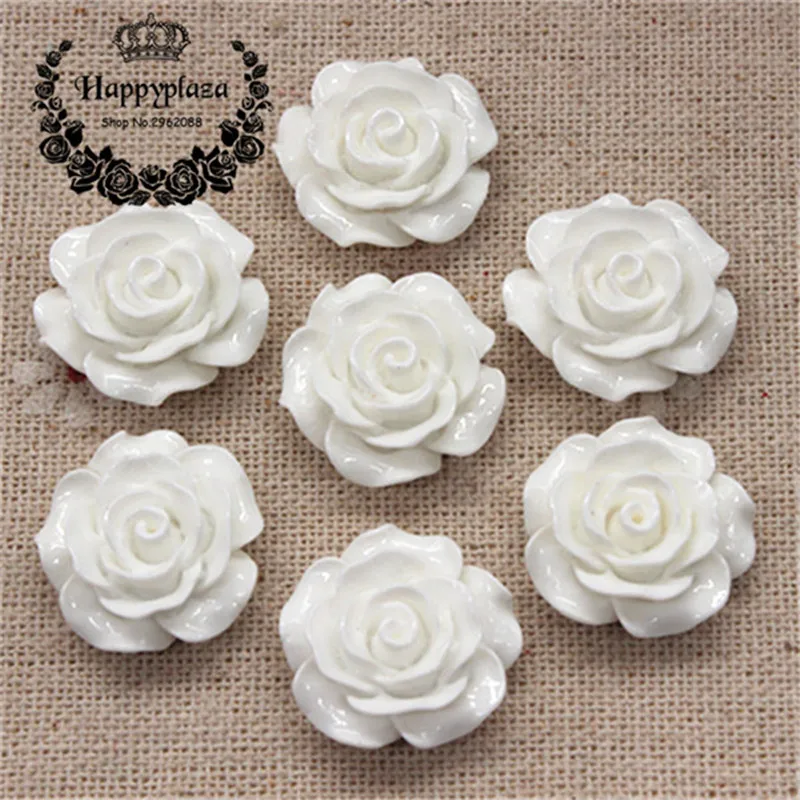 30pcs 20mm Resin Flowers Flat Back Cabochon DIY Jewelry/ Craft Decoration(No hole)