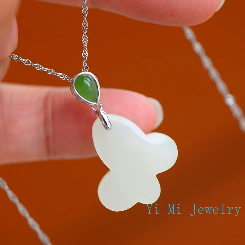 

Natural Hetian Jade Green Pendant S925 Silver Handmade Buddha Pendant Feng Shui Peace Amulet Fashion Bead Treasure Jade Necklace