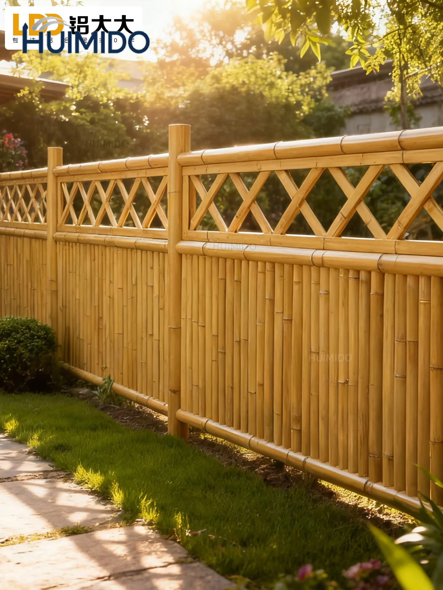 Aluminum alloy imitation bamboo fence  outdoor courtyard fence garden park Internet celebrity courtyard fence anticorrosion