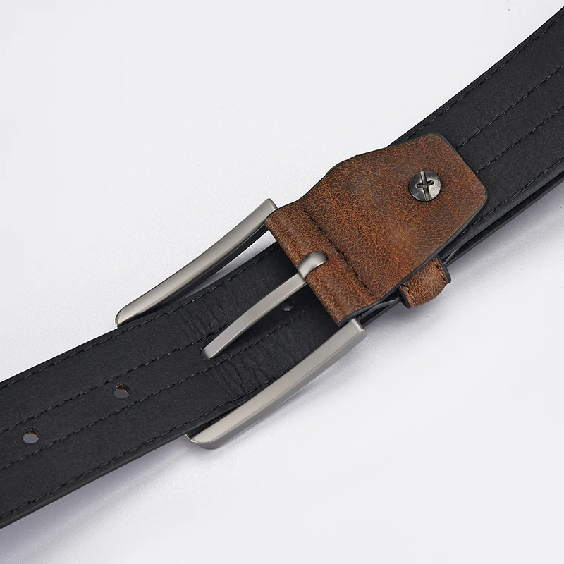 Confezione regalo da cintura con fibbia in lega di grana di marmo alla moda da uomo. Accessorio per jeans da lavoro bohémien per il tempo libero