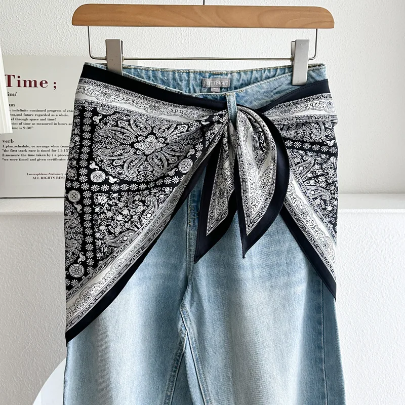 

2026 Stacked Wear twill Triangle Scarf Waist Tie Triangular Shape Versatile Decorative Headscarf Neck Tie Stylish Layering