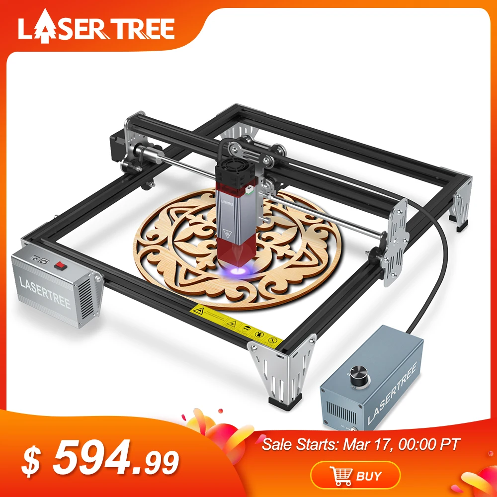 LASER TREE K1 Mini Laser Engraving Machine with 10W Laser Head Laser Engraver Cutter Woodworking TTL Blue Light Laser Module