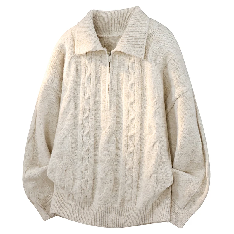 Men's Quarter Zip Sweaters Slim Fit Long Sleeve Knitted Pullover Mock Neck Business Casual Dress Sweater High Neck Sweater