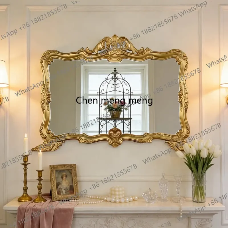 a17 French household fireplace mirror American living room entrance wall-mounted decorative mirror European makeup mirror