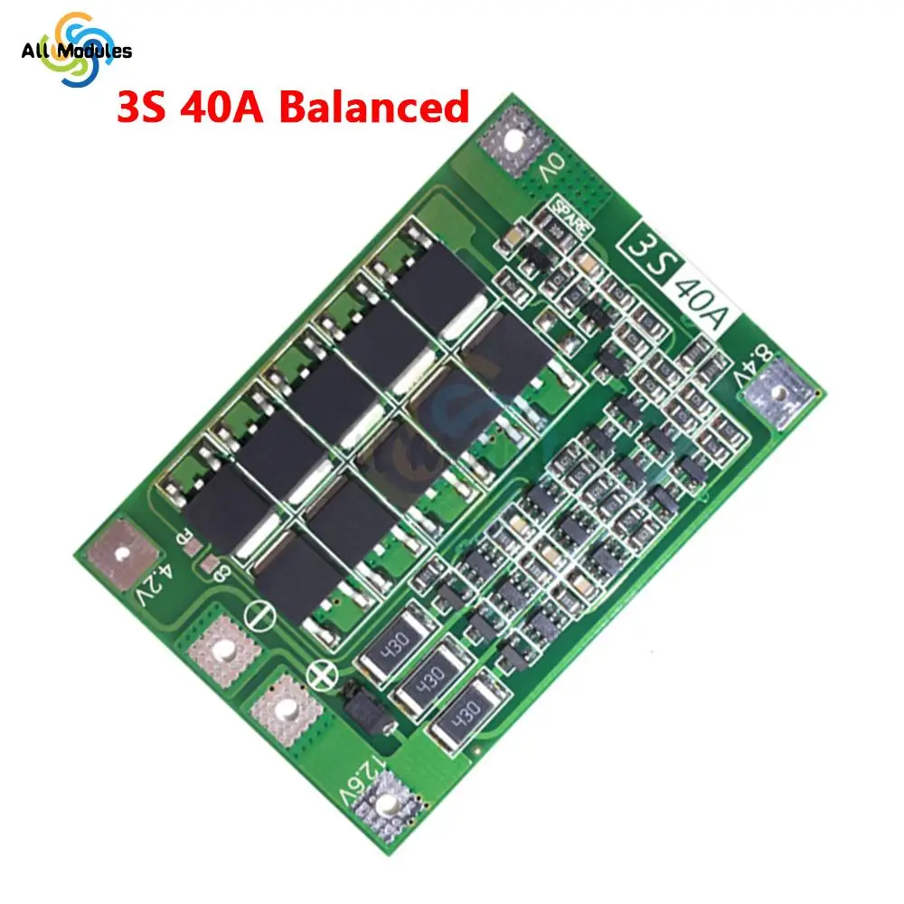 3S/4S 40A 60A Li-ion Lithium Battery Charger Protection Board 18650 BMS For Drill Motor 11.1V 12.6V/14.8V 16.8V Enhance/Balance