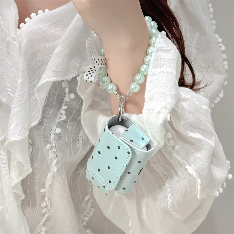Fashion Mint Green Black Polka Dots Bluetooth Headphone Case For Airpods 1/2/3/Pro/Pro2 Headphone Case Airpods Accessory image 4