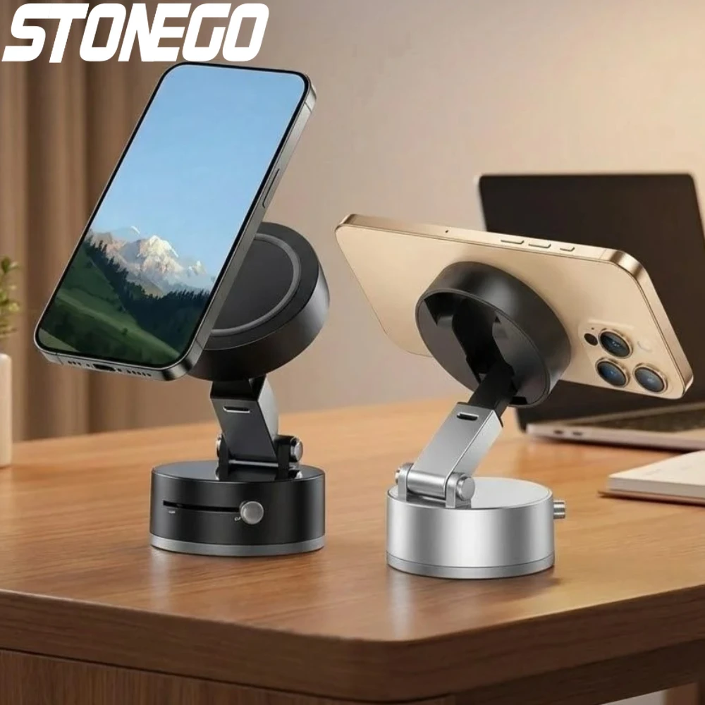 

Foldable Magnetic Phone Holder Suction Cup Mount Bracket for Smooth Surfaces Compatible with MagSafe