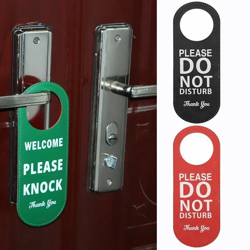 Bulletin Board Leather Double-sided Door Sign Do Not Disturb Please Knock Signs Door Knobs Meeting Room Door Hanger Tags Label