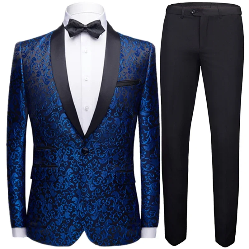 Coat Pants 2 Piece Suit Set Luxury Groom Wedding Dress Party High End Custom Slim Fit Lapel Blazer Jacket Men\'s Trousers