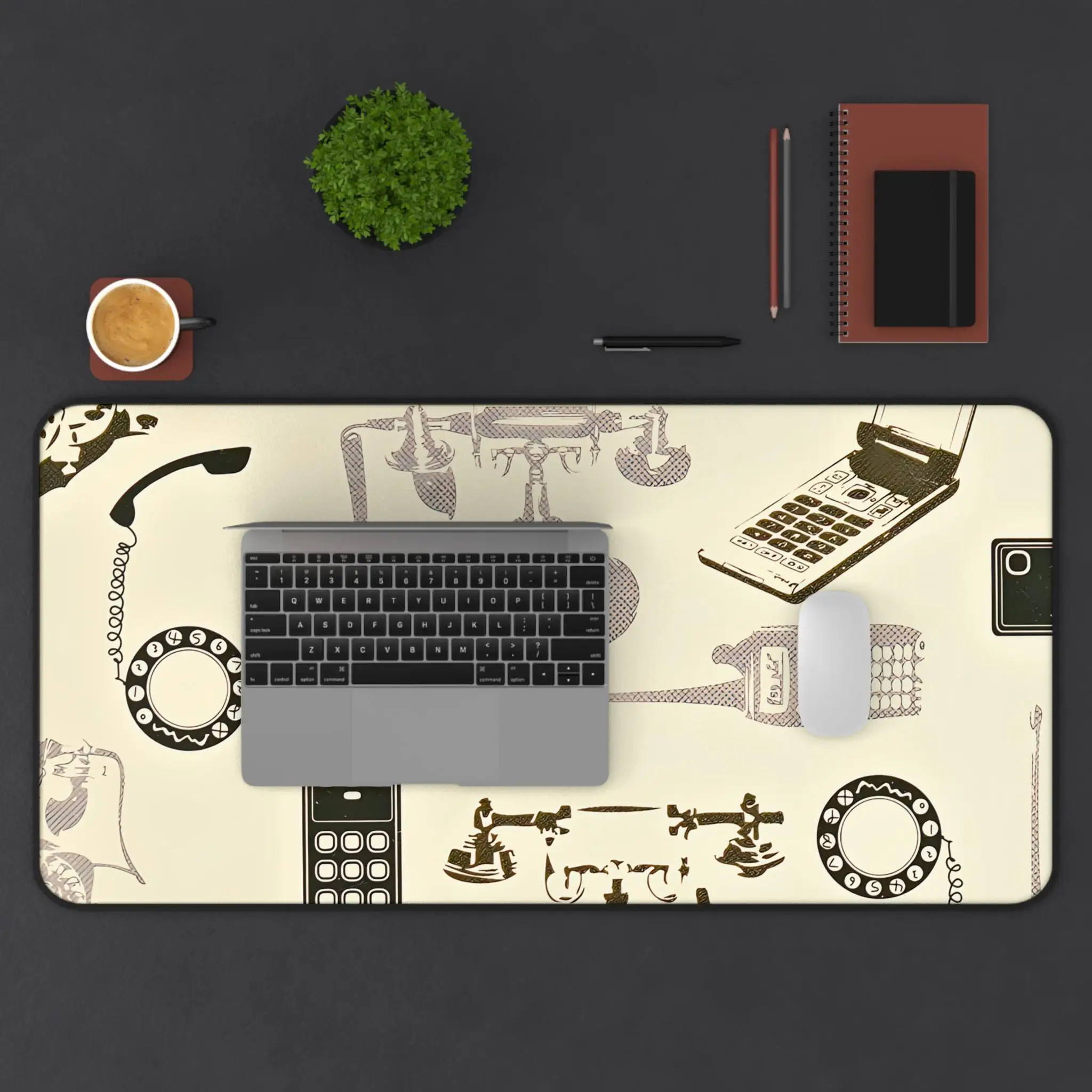 Mouse pad retrô para telefone, tapete de mesa retrô para decoração de escritório, mouse pad antiderrapante e à prova d'água, presente perfeito para amigos