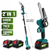 3000W 6 Inch Telescoping Pole Electric Chainsaw 2 IN 1 High Branch Garden Pruning Power Tool For 18V Battery