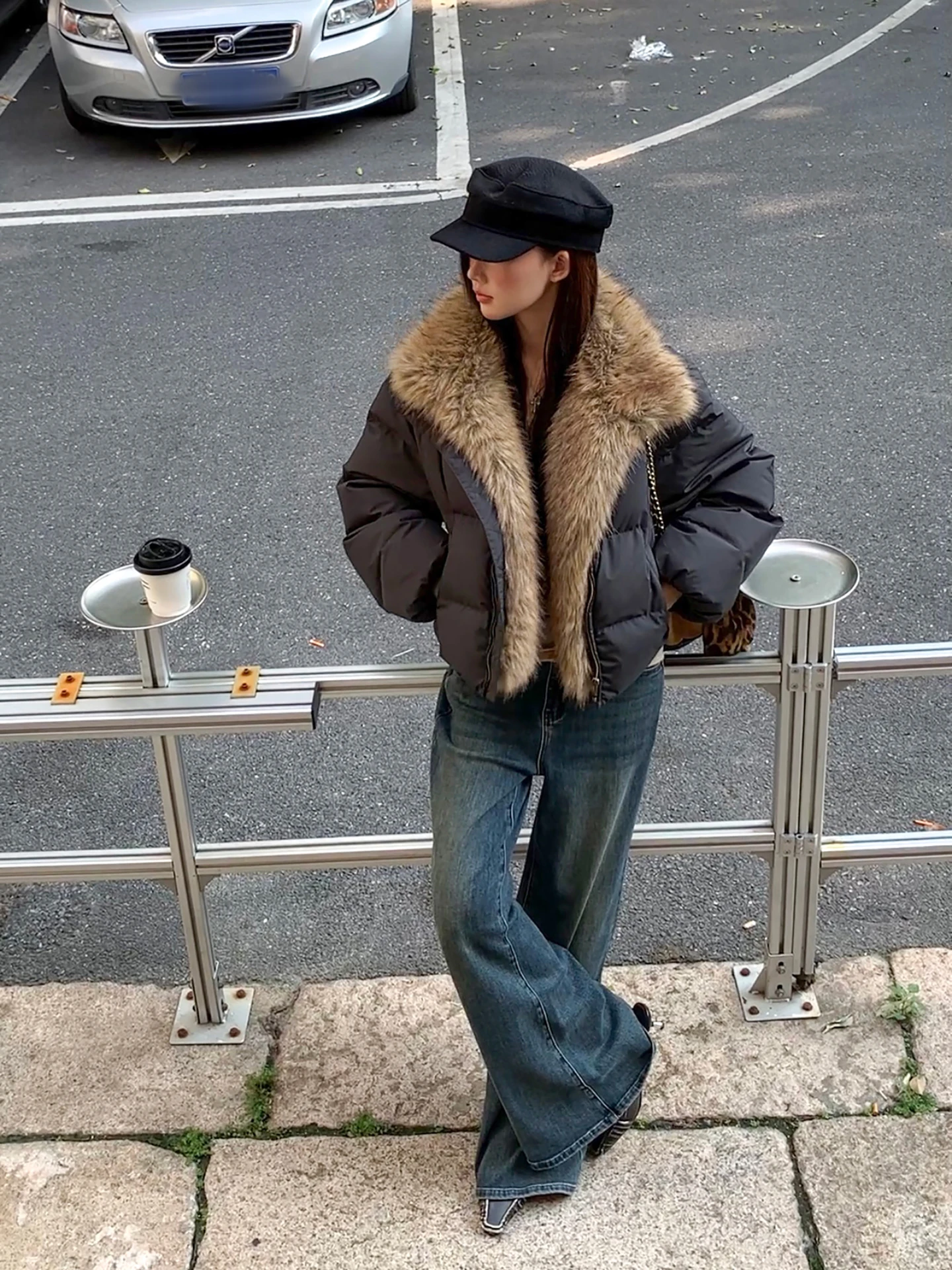 

G Sle ort Puffer Jaet Women's Winter Warm White Du down Coat Sli Commute Wind Straight Tube Thiened Long Sve