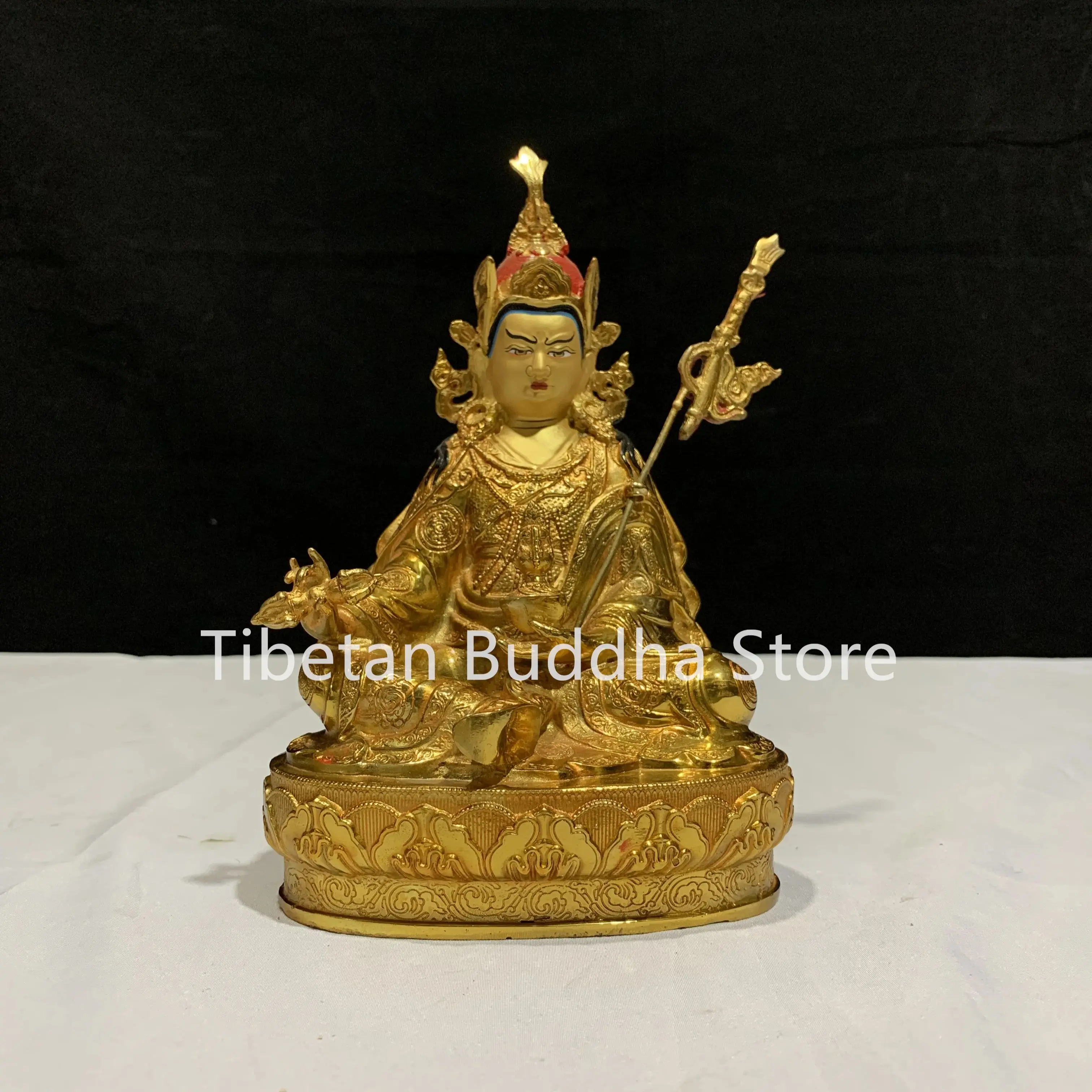 

21cm Lotus Life Pure Copper Precision Crafted Tibetan Buddhist Statue Bronze Statue Gilded Lotus Peanut Master Home Decoration