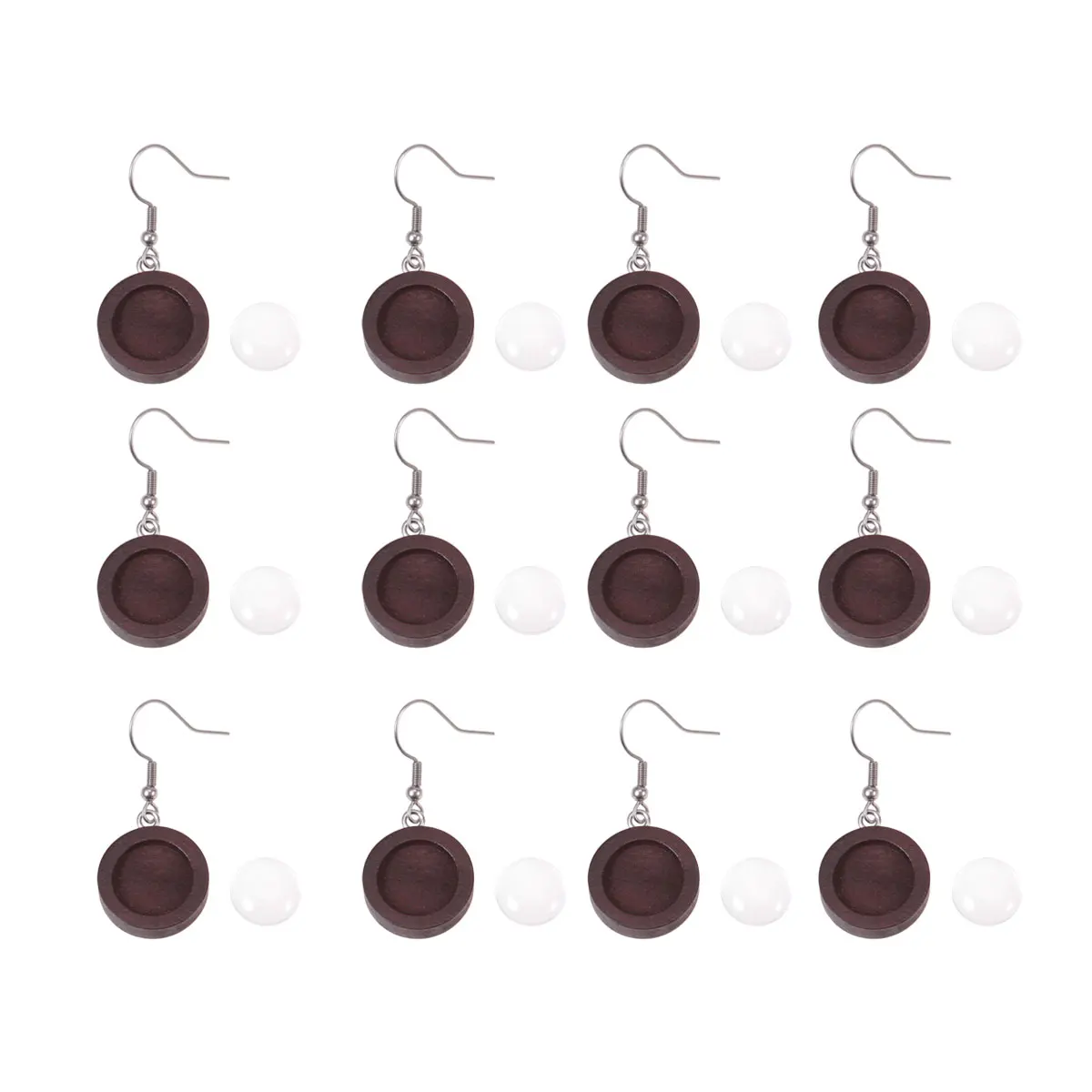 

40 Pcs Wood Earrings Blanks Round Pendant Trays Settings Bases Bamboo Cabochon Jewelry Accessories Durable Stylish