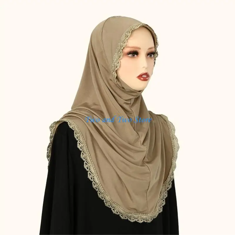 HX6F Quick Wrap Women's Scarf Polyester Hijab Neckerchief Shawl for Commuting Efficiency and Stylish Appearance
