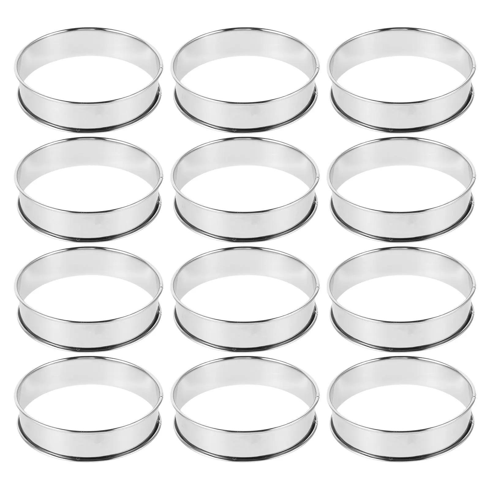 

12Pcs Stainless Steel Muffin Rings Nonstick Double Rolled Edge Round Pastry Molds Baking Cookies Cakes English Muffins