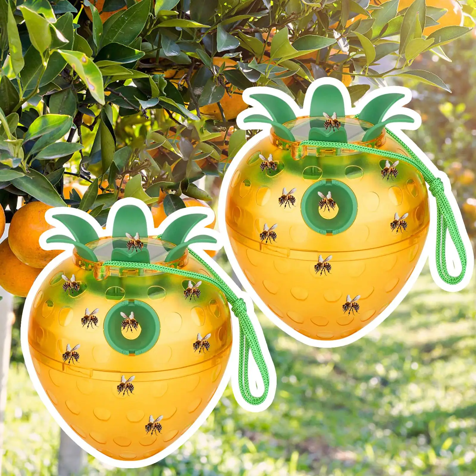 2 ловушки для ос с подсветкой, многоразовые уличные подвесные ловушки для шершень на солнечной энергии