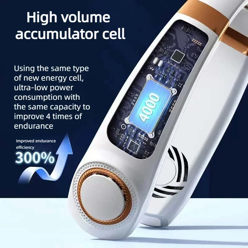 JKUOO Neck Fan Rechargeable, Personal Portable Fan Battery Operated, Hands Free Wearable USB Neck Cooling Fan for Indoor Outdoo image 5