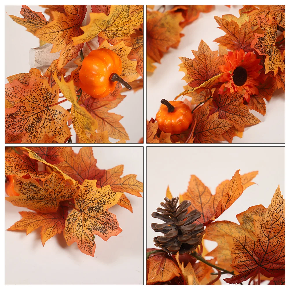 Faux Flower Garland Simulated Maple Leaf Rattan Christmas Fall Pumpkin Thanksgiving Decor Foam