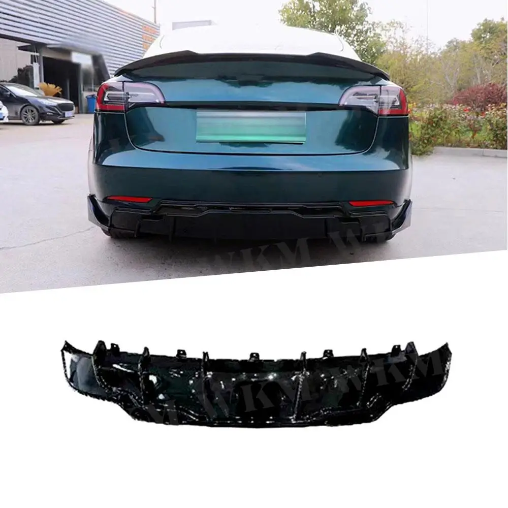 ABS Rear Bumper Lip Diffuser For Tesla Model 3 Rear Lip Chin Spoiler Splitters Bodykit Rear Bumper Guard