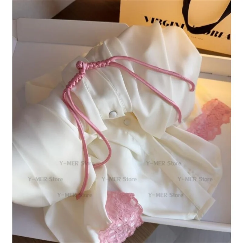 جديد النمط الصيني الدانتيل المرقعة السراويل العليا 2 قطعة منامة فام مثير بيجامة موهير الأميرة نمط المتسكعون ملابس المنزل ملابس النوم