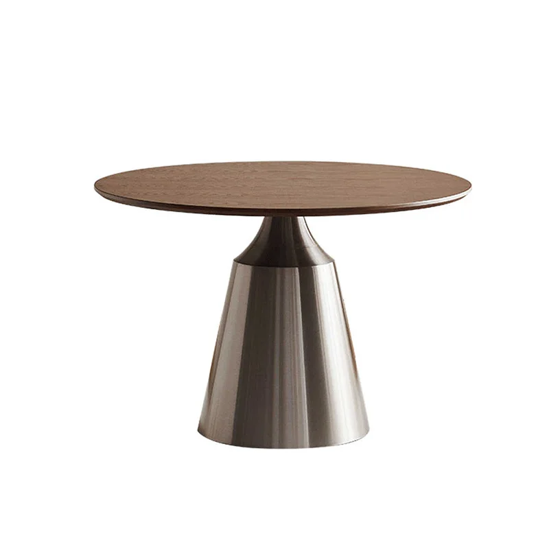 Solid wood round dining table, round French retro walnut ash dining table