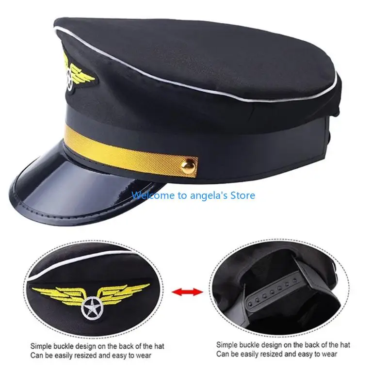X4YC Capitão vôo Role Roupa Roupa Capitão Capitão Uniforme Epaulettes Luvas gravata pesco