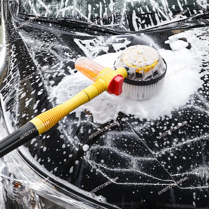 Rotating Car Wash Brush Set – High‑Pressure Water Gun with Foam Nozzle and Mop – Portable Home Car Cleaning Kit