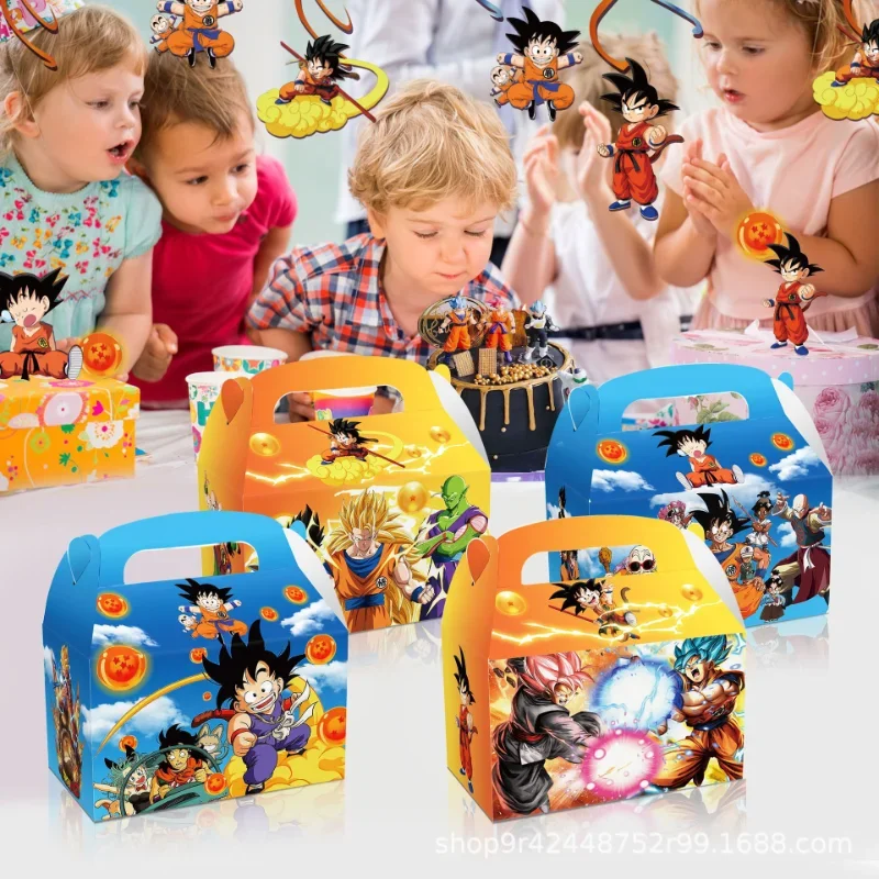 Hot Dragon Ball Series 12PCS Birthday Party Supplies Cartoon Role Son Goku Creativity Printing Paper Candy Boxes Gift Bags view 2