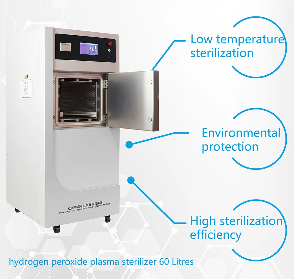 Low Temperature 100L Hydrogen peroxide H2O2 plasma sterilizer for electric endoscopes and long-lumened