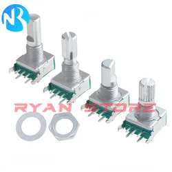 2PCS EC11 Horizontal Rotary Encoder 15MM 20MM 5Pin Plum Blossom Shaft D Half Shaft with Switch Digital Potentiometer 20Bit Pulse