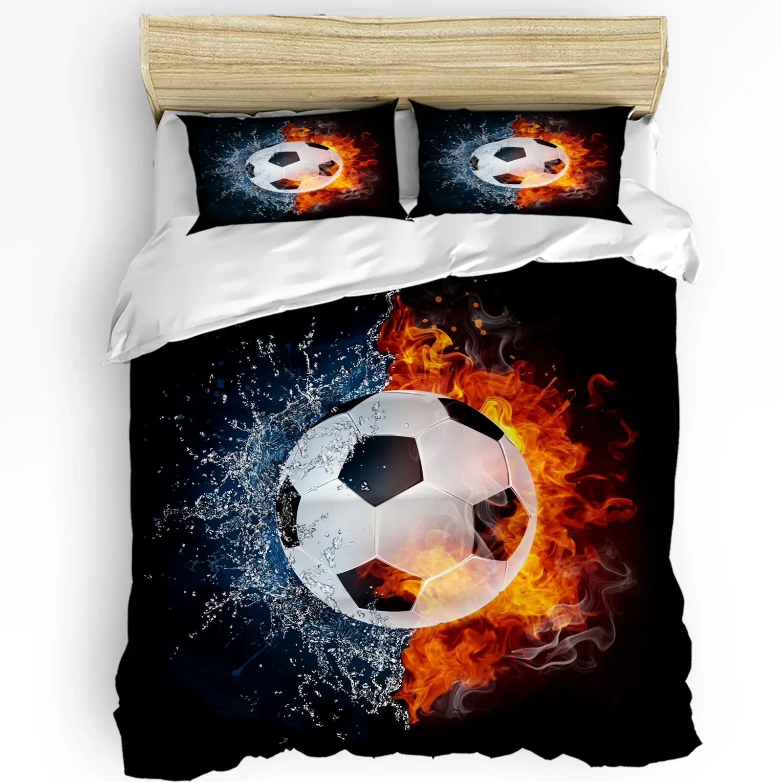 Football Ball Sports Fire Water Soccer Bedding Set 3pcs Duvet Cover Pillowcase Quilt Cover Double Bed Set Home Textile