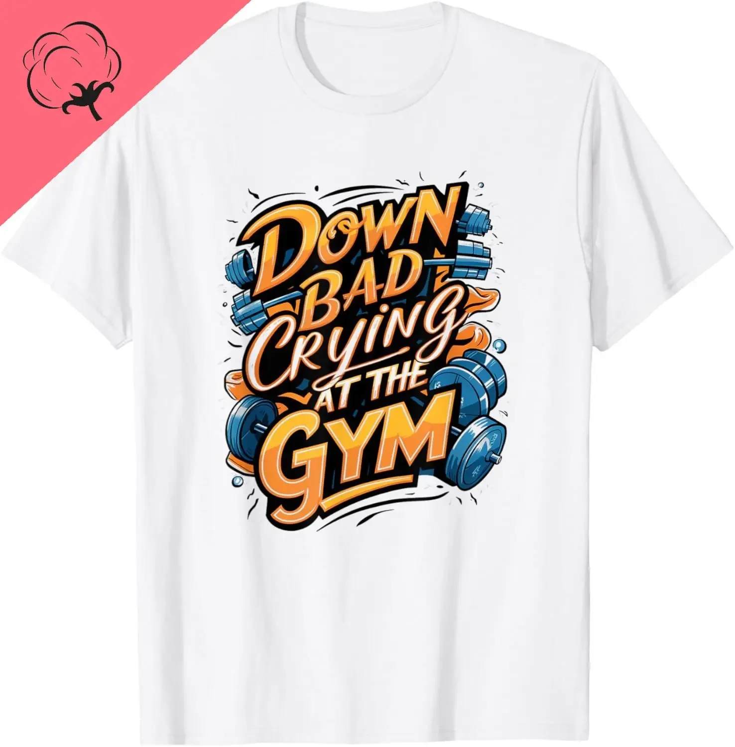 Funny Now I'm Down Bad Crying At The Gym T-Shirt Men Clothing Tops Vintage T Shirt  Graphic T Shirts Camisas Streetwear