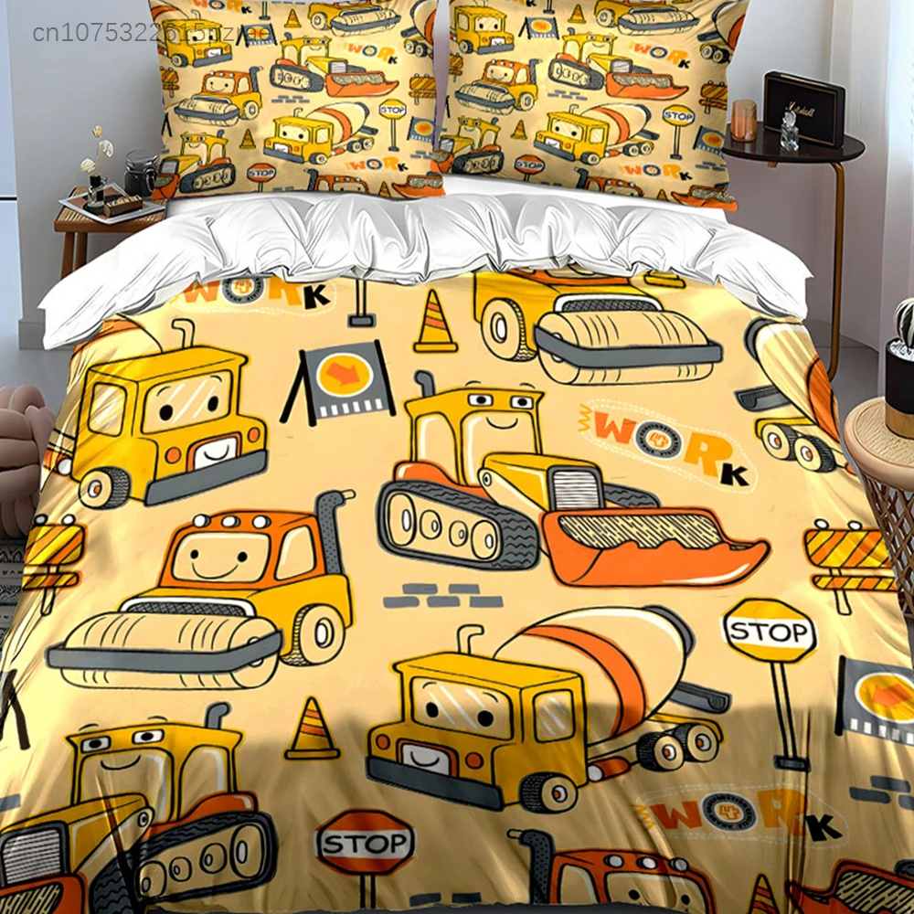 Construction Theme Kids Bedding Set Multiple Sizes kid's And adults' Bedroom Exquisite 3PC Bedding set, Gift