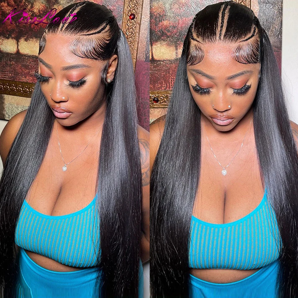 KissLove Straight Pre Braided Lace Front Wig Ready To Go Wigs Invisible HD Lace Frontal Wig Human Hair Pre Everything Done Wigs