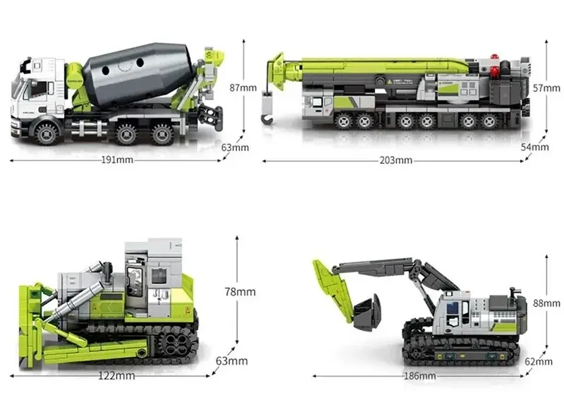 City Engineering Trucks Building Blocks Crane Bulldozer Excavator Childrens Car Construction MOC Bricks Sets Toys For Kids Gifts