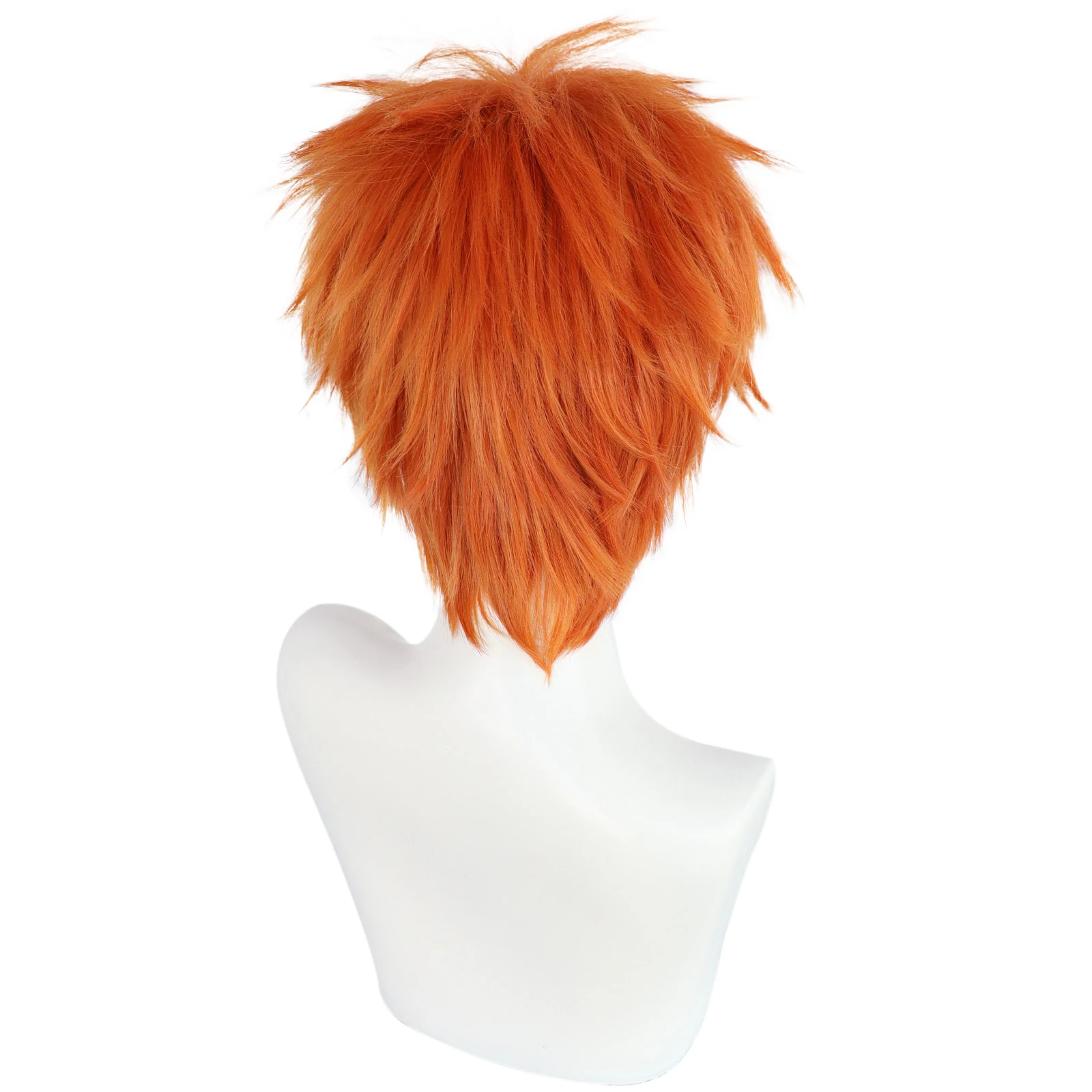 Synthetic Short Straight Orange Men Cosplay Wig with Bangs for Halloween Thanksgiving Day Christmas