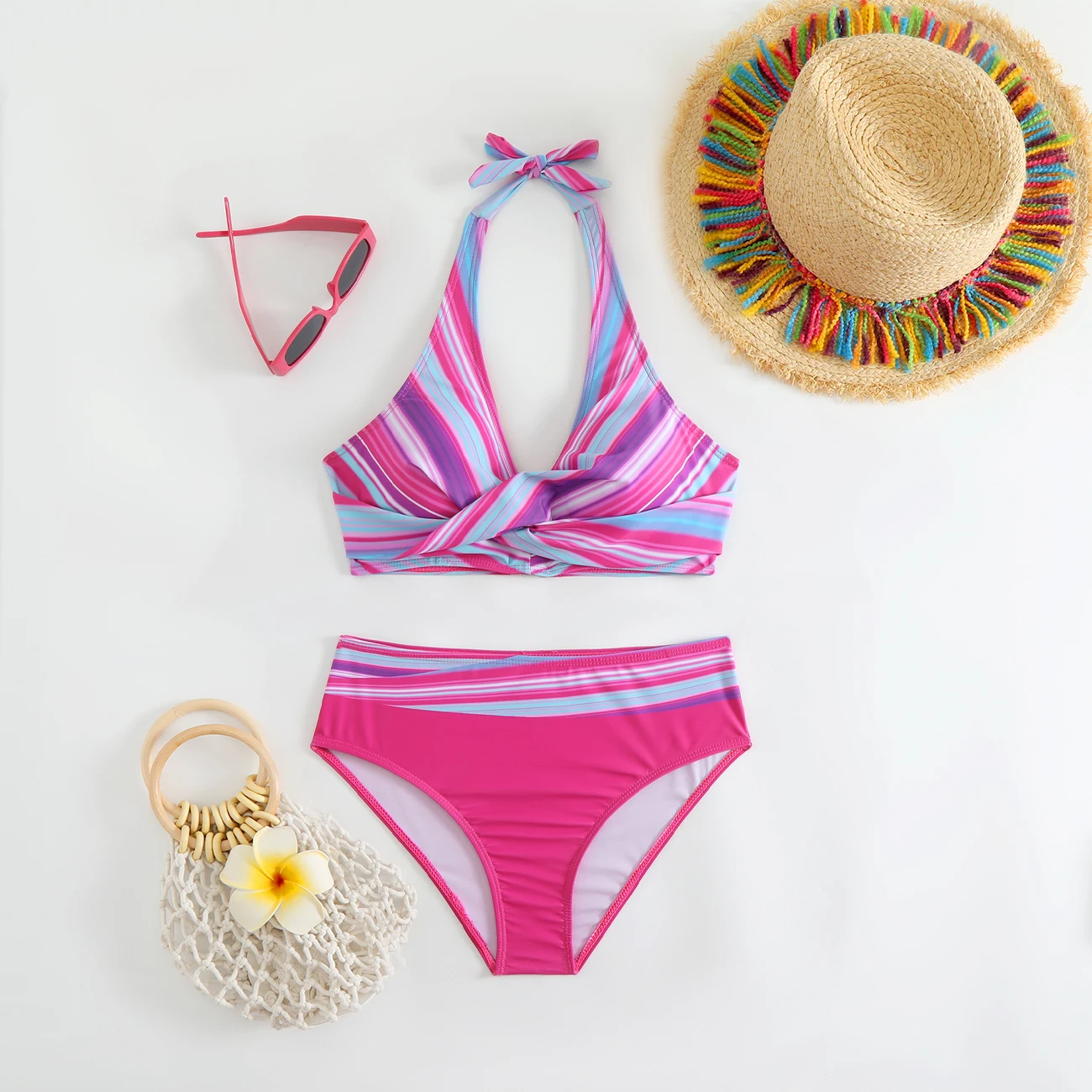 

Модный комплект из двух предметов с тропическим принтом, танкини, летние сексуальные купальники бикини, женские купальники и одежда, пляжная одежда