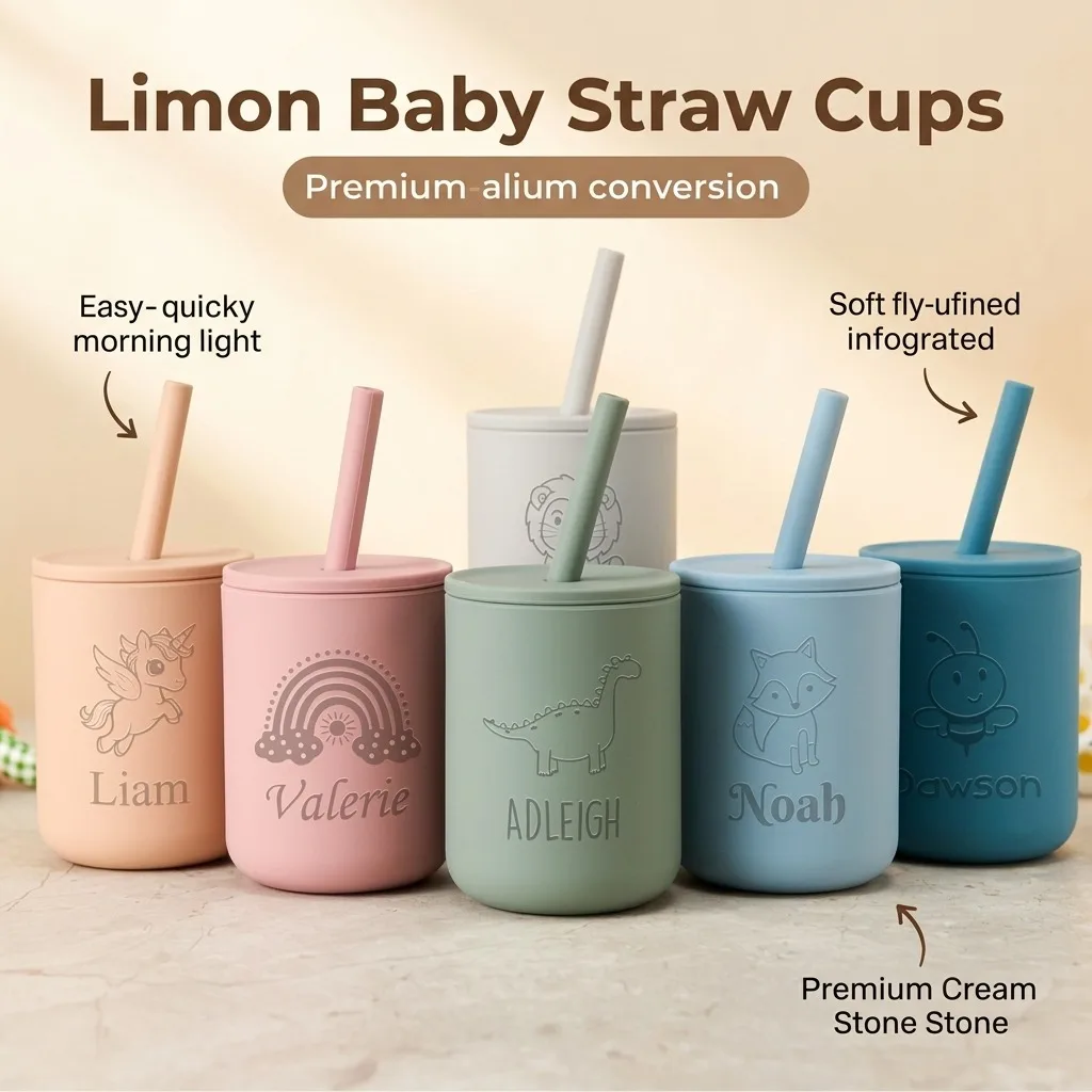 2026 New Custom Silicone Kids Straw Cup, Food Grade, Personalized Engraved Toddler Mug for Baby Present,Christmas Gift.