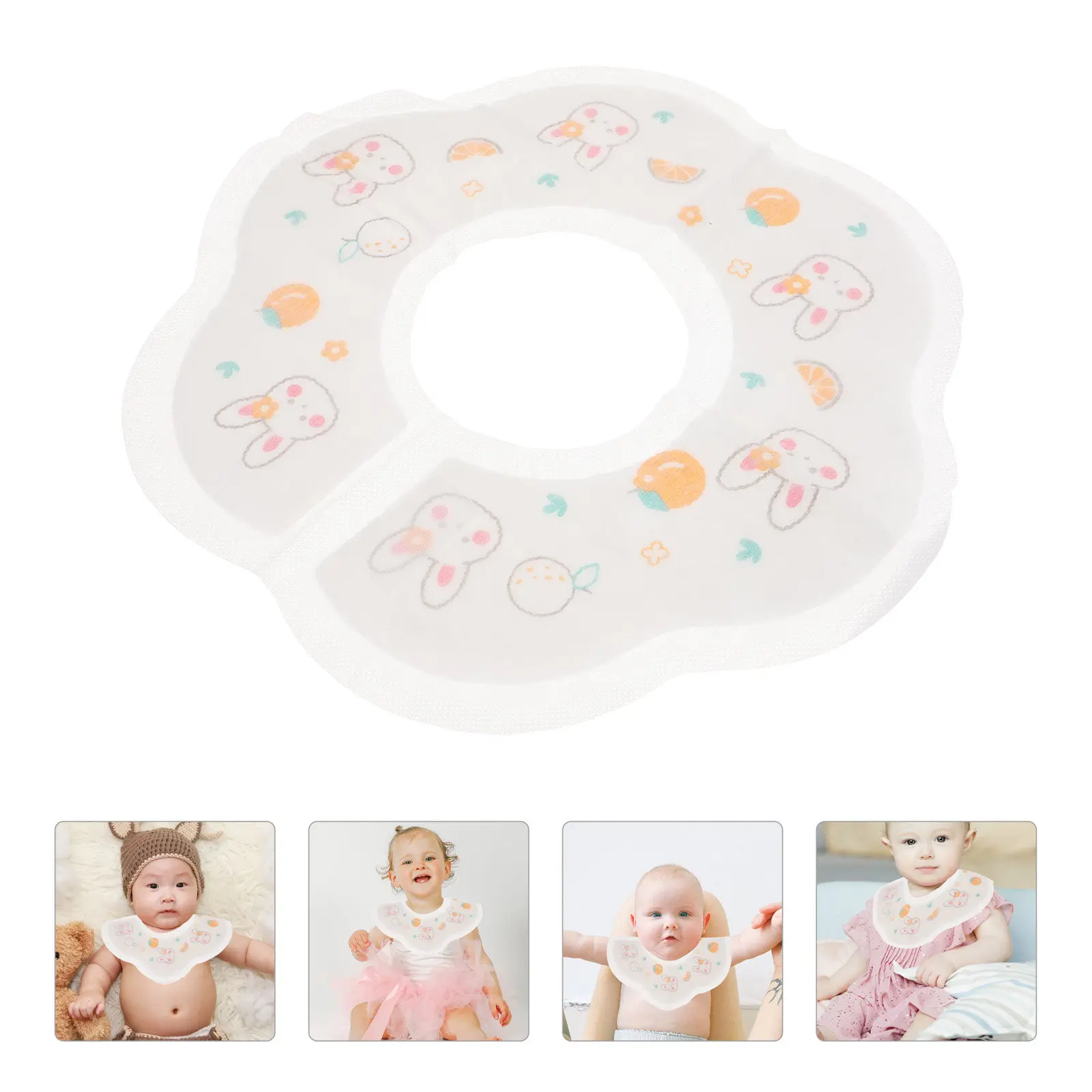 

10 шт. одноразовых детских нагрудников для малышей, с дизайном в виде лепестков, непромокаемые, мягкие, легкие, портативные, для кормления младенцев