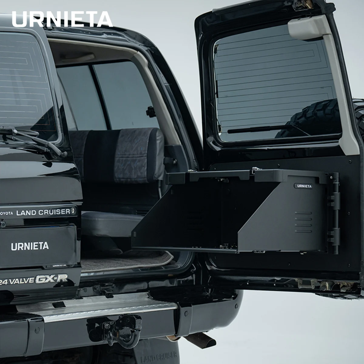 URNIETA aluminum Magnesium Alloy Tailgate Foldable Table with Camping LED Light, for Toyota Land Cruiser LC80