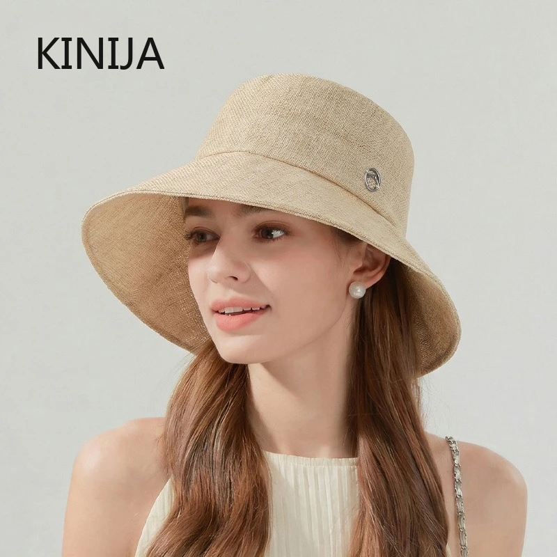 Faltbarer Sonnenhut mit breiter Krempe für Damen, Frühling, Retro-Eimerhut, Fischerhut, UV-Schutz, Sommer-Strandhut, Accessoires