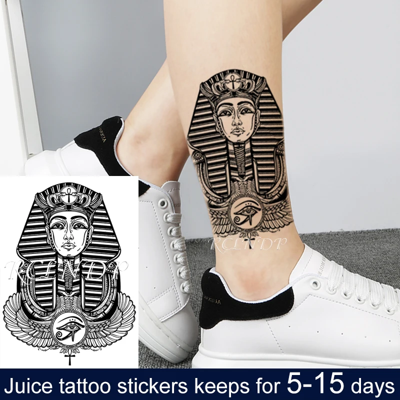 Waterproof Temporary Juice Ink Tattoo Sticker Egypt Cleopatra Big Eye Feather Pattern Fruit Gel Long Lasting Tatto for Men Women